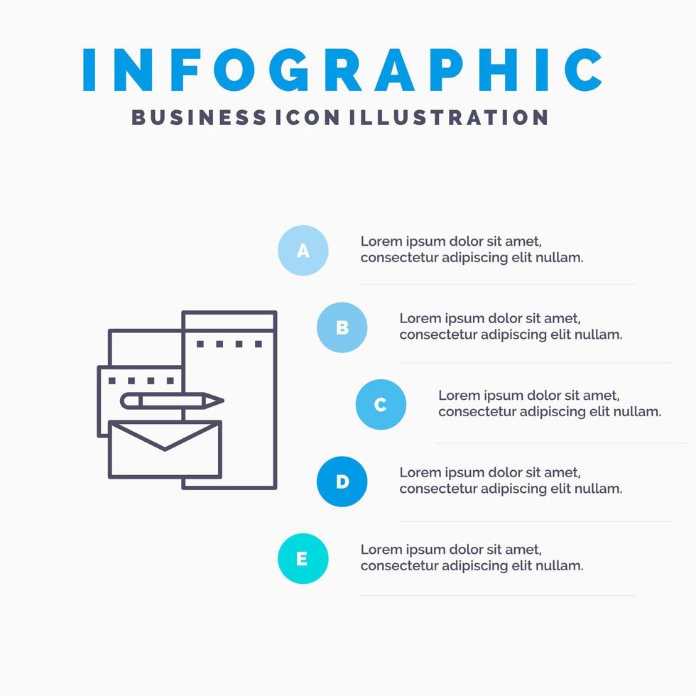 reklam branding identitet företags- linje ikon med 5 steg presentation infographics bakgrund vektor