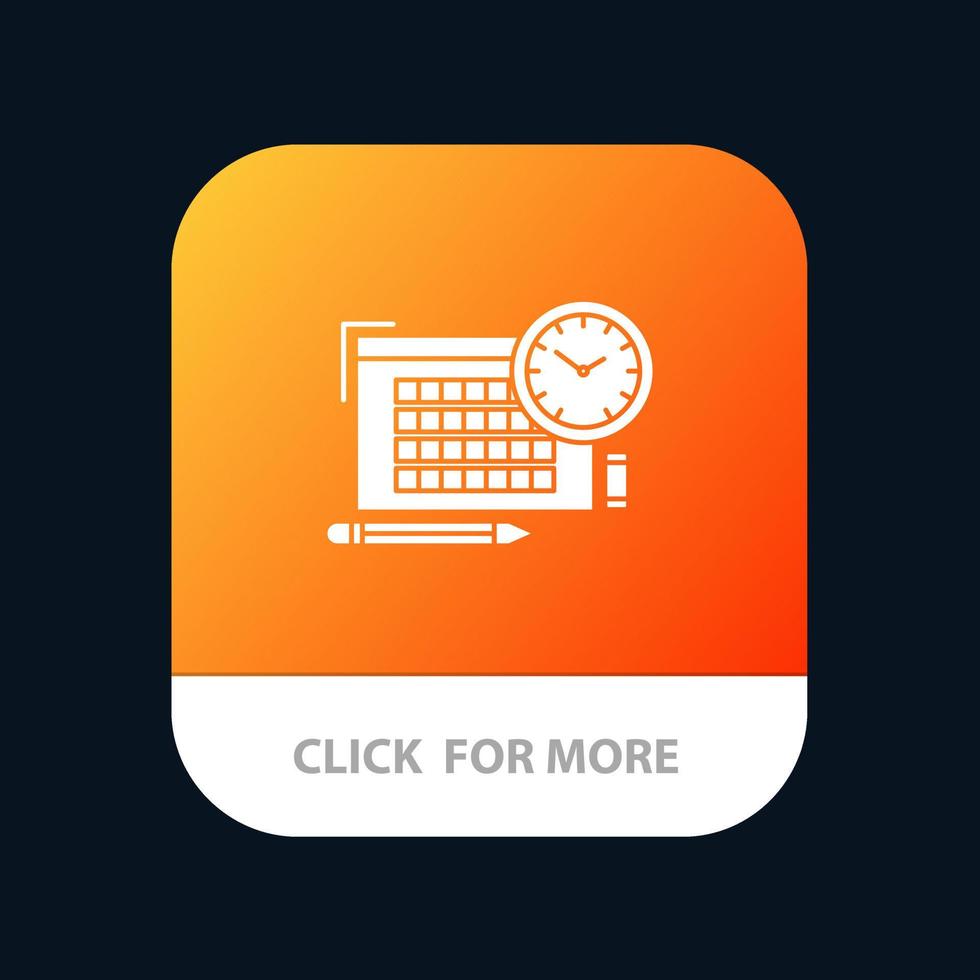 tid fil penna fokus mobil app knapp android och ios glyf version vektor