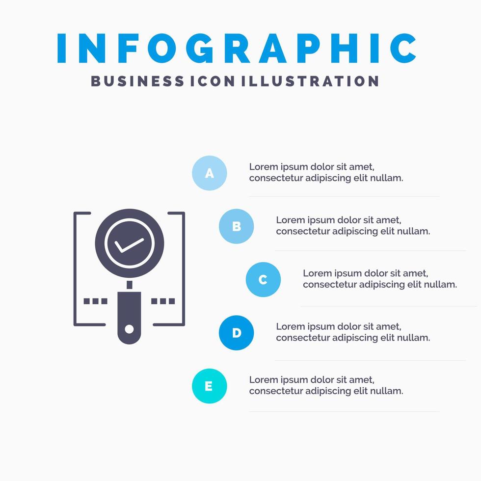 utforska hitta förstoringsglas ok Sök fast ikon infographics 5 steg presentation bakgrund vektor