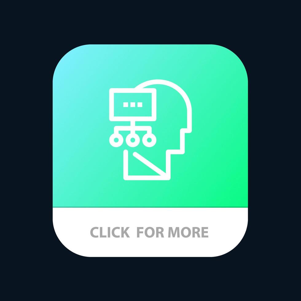 Planungstheorie Mind Head Mobile App Button Android- und iOS-Line-Version vektor