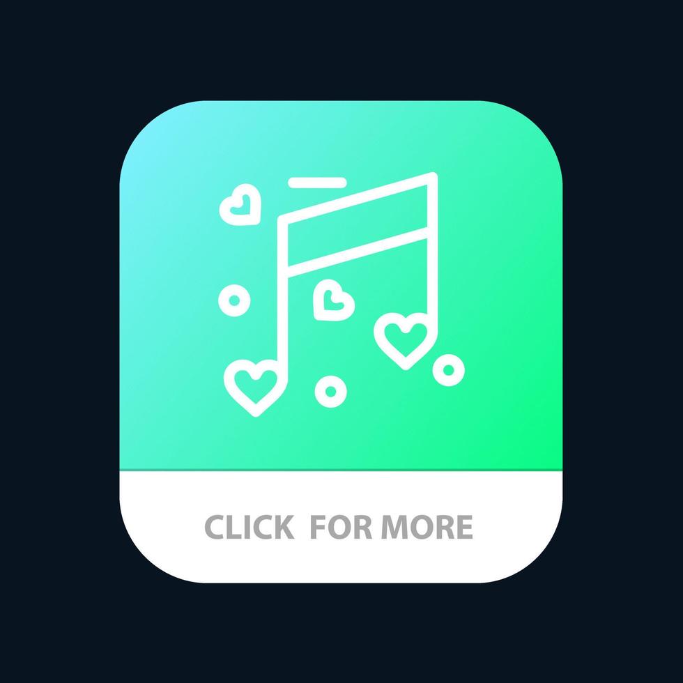 Musik Liebesherz Hochzeit mobile App-Schaltfläche Android- und iOS-Linienversion vektor