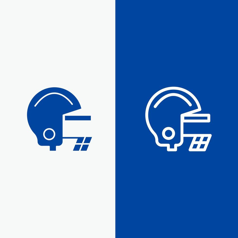 American-Football-Helmlinie und Glyphe solides Symbol blaues Banner Linie und Glyphe solides Symbol blaues Banner vektor