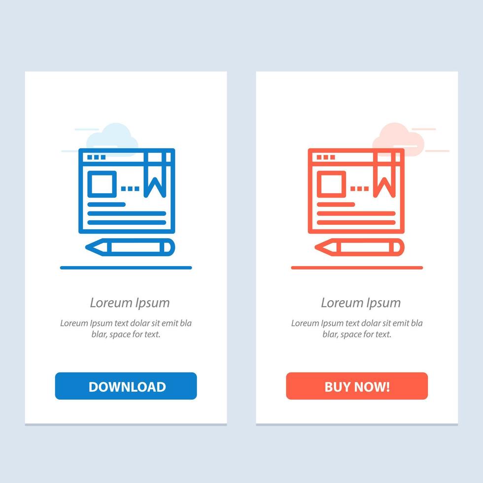 browser text penna utbildning blå och röd ladda ner och köpa nu webb widget kort mall vektor