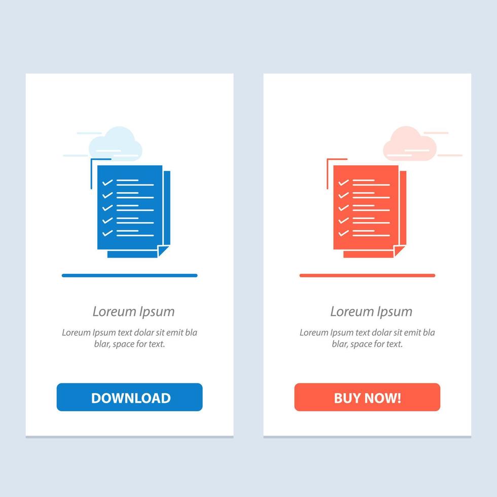 checklista till do lista arbete uppgift anteckningsblock blå och röd ladda ner och köpa nu webb widget kort mall vektor