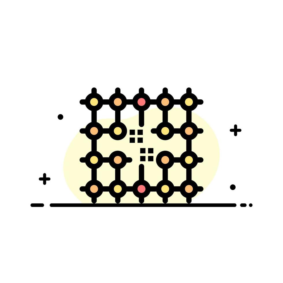chip förbindelse elektricitet rutnät material företag platt linje fylld ikon vektor baner mall