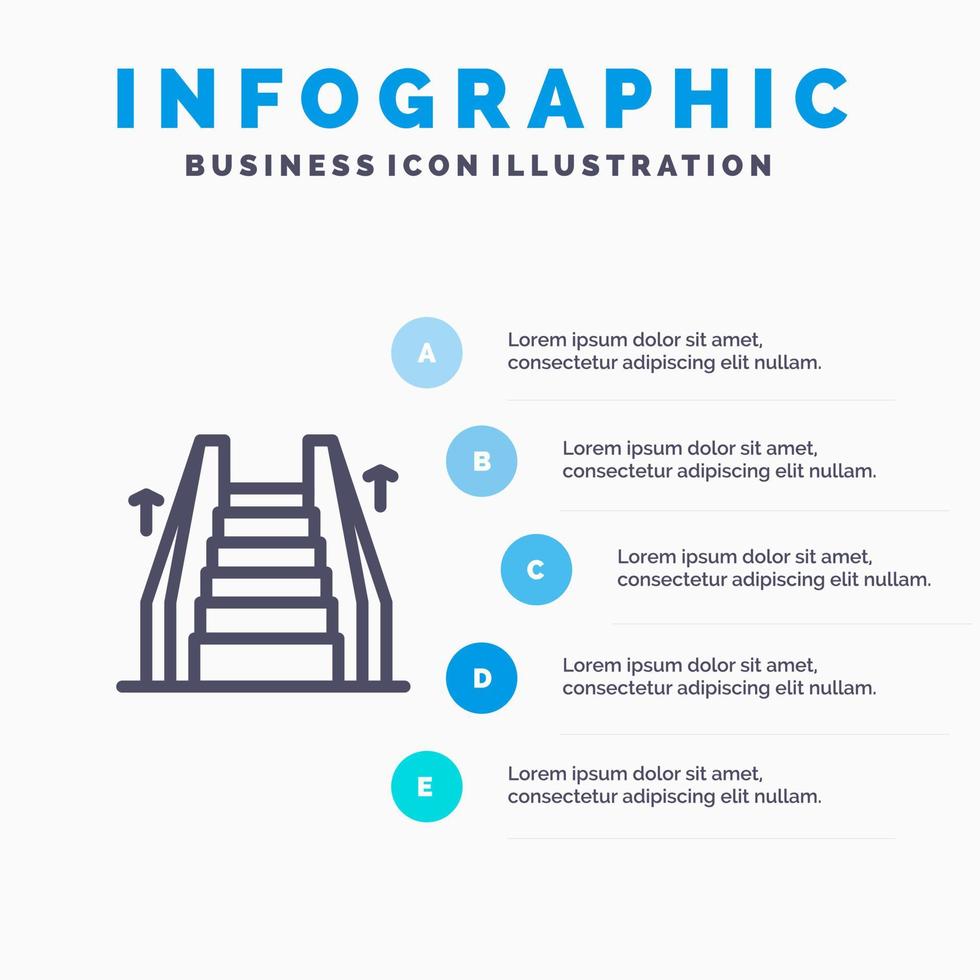 Treppenlift elektrische Leiter blau Infografiken Vorlage 5 Schritte Vektorlinie Symbol Vorlage vektor