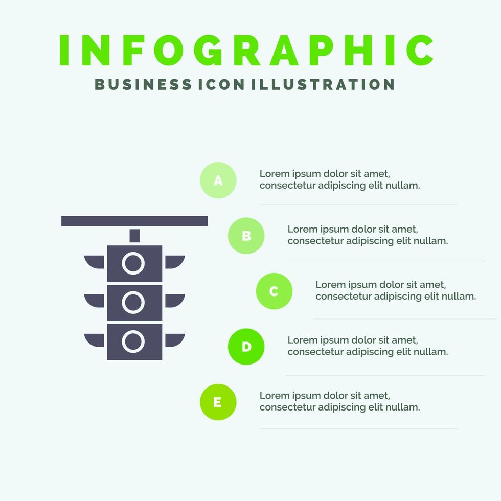 ljus tecken station trafik tåg fast ikon infographics 5 steg presentation bakgrund vektor