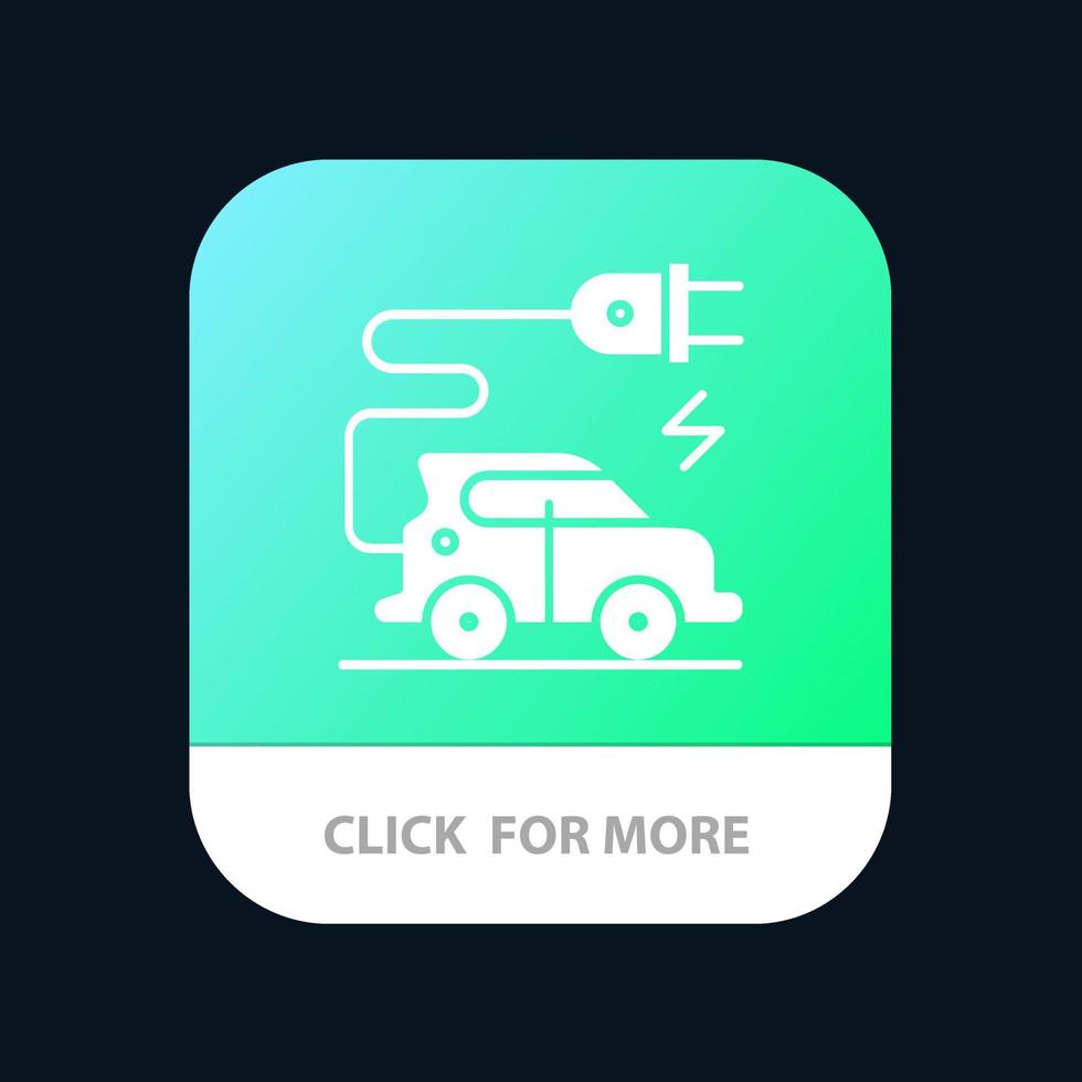 automobiltechnik elektroauto elektrofahrzeug mobile app-schaltfläche android- und ios-glyphenversion vektor