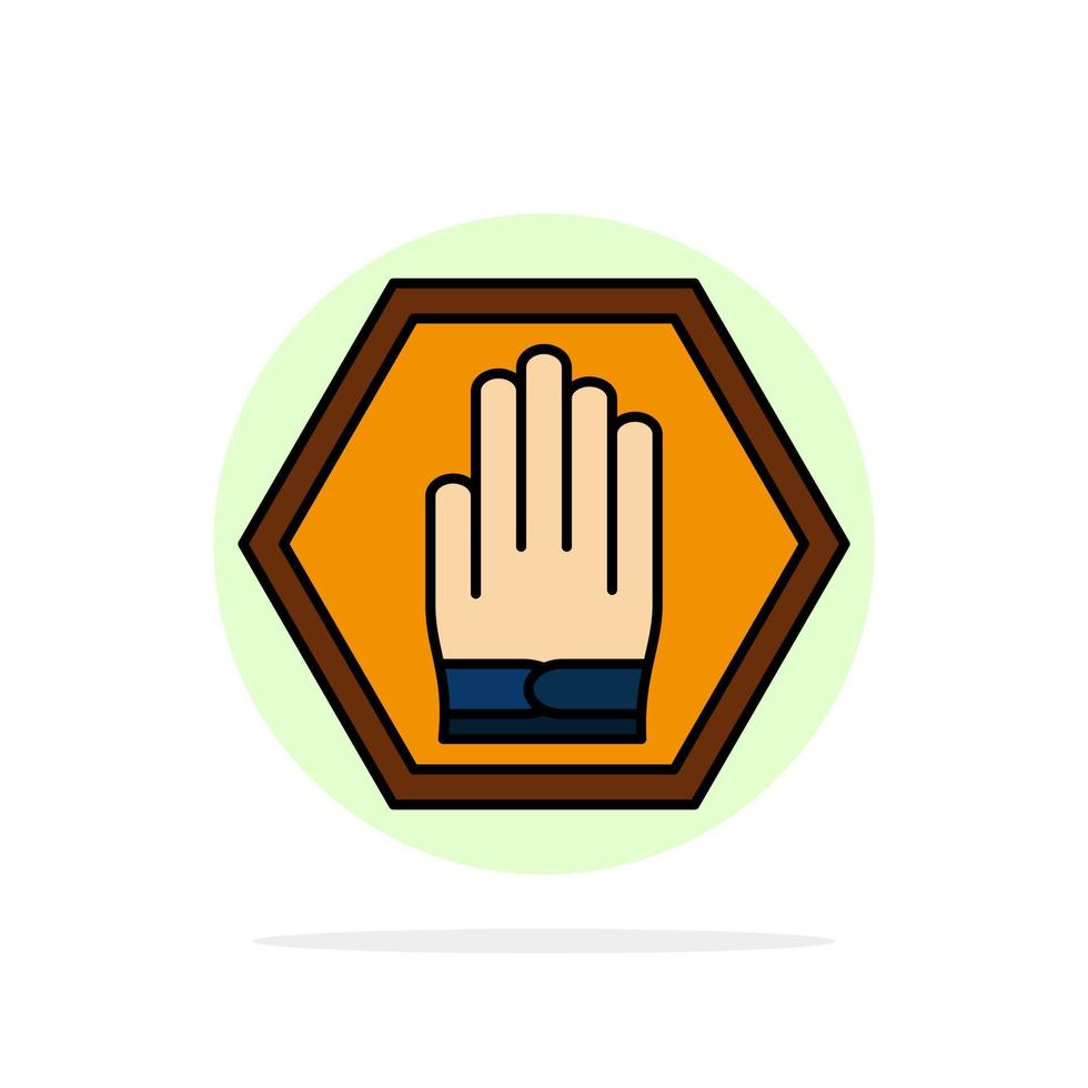 Stop-Handzeichen Verkehr Warnung abstrakte Kreis Hintergrund flache Farbe Symbol vektor