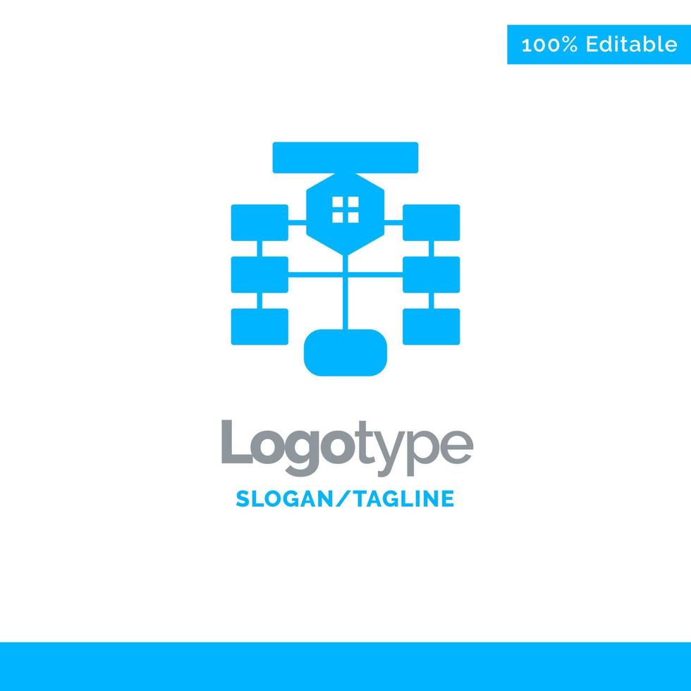 Flussdiagramm Flussdiagramm Datendatenbank blaue Business-Logo-Vorlage vektor