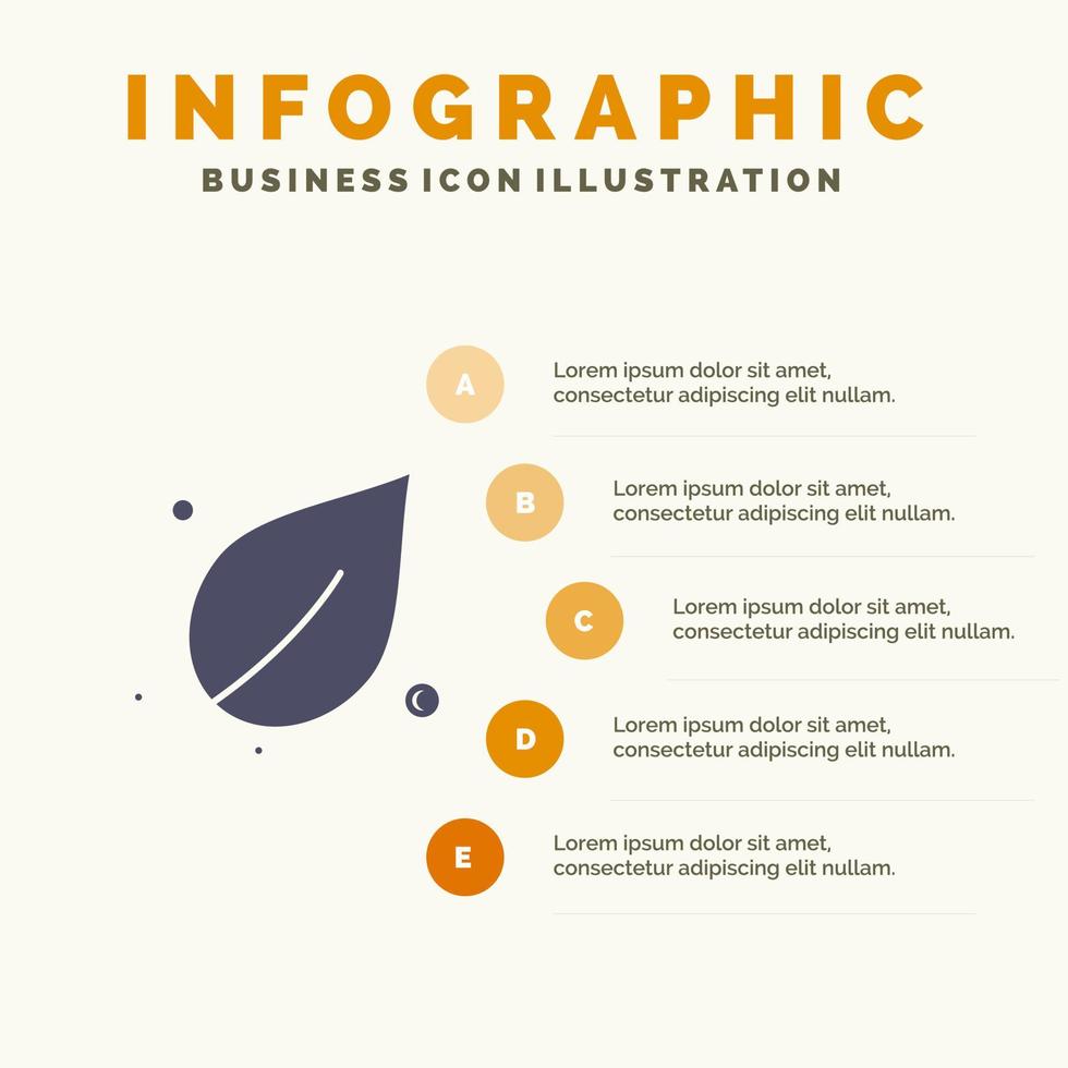 ekologi blad natur vår fast ikon infographics 5 steg presentation bakgrund vektor