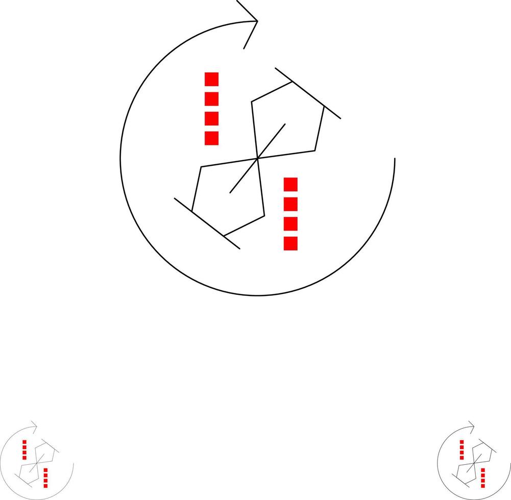 Puzzle-Wiederholung recyceln Puzzle-Joint-Symbolsatz mit fetten und dünnen schwarzen Linien vektor