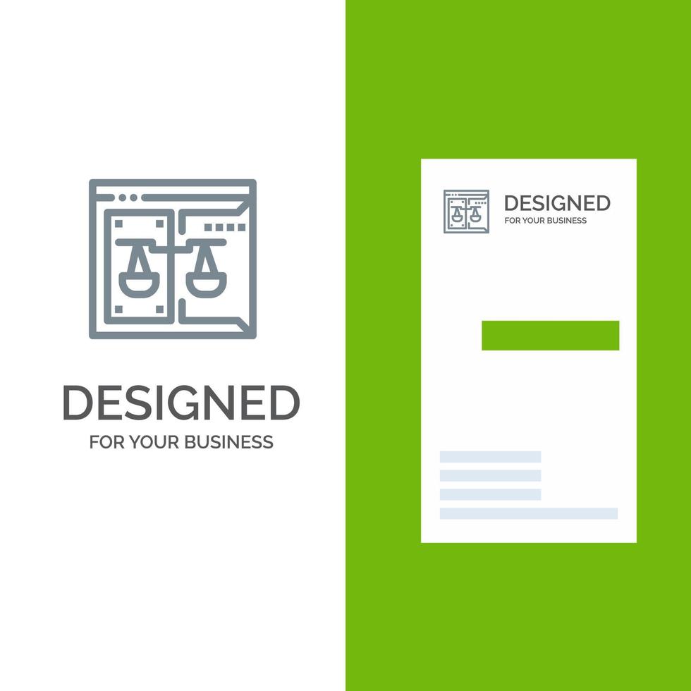 Graues Logo-Design und Visitenkartenvorlage des digitalen Rechts des Urheberrechtsgerichts für Unternehmen vektor