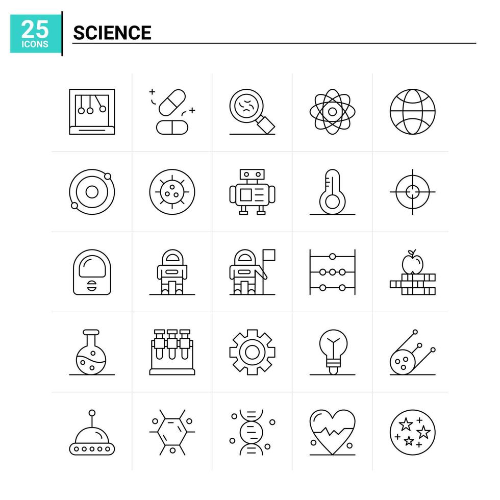 25 vetenskap ikon uppsättning vektor bakgrund
