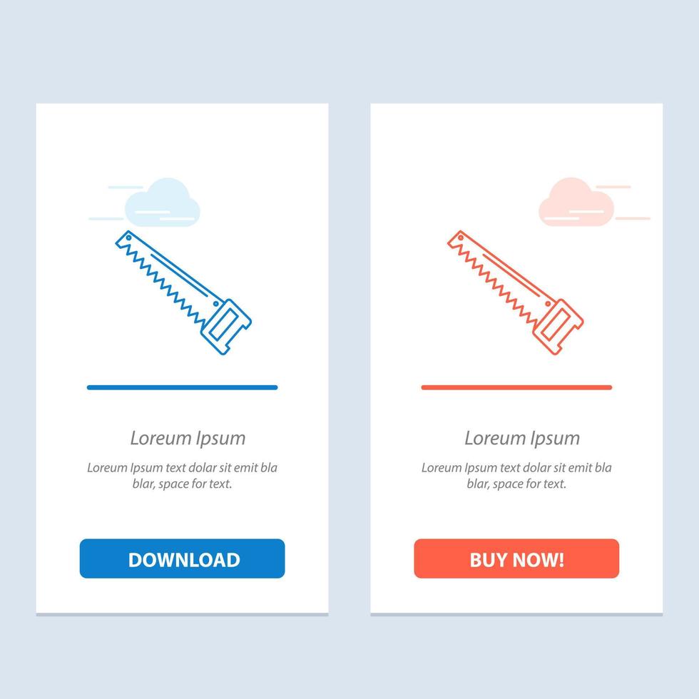 sah hand bade bauwerkzeuge blau und rot jetzt herunterladen und kaufen web-widget-kartenvorlage vektor