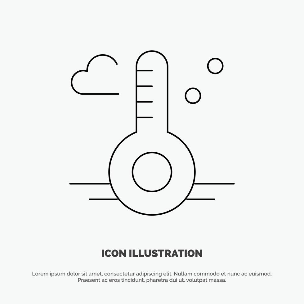 Temperatur Thermometer Wetter Frühlingslinie Symbol Vektor
