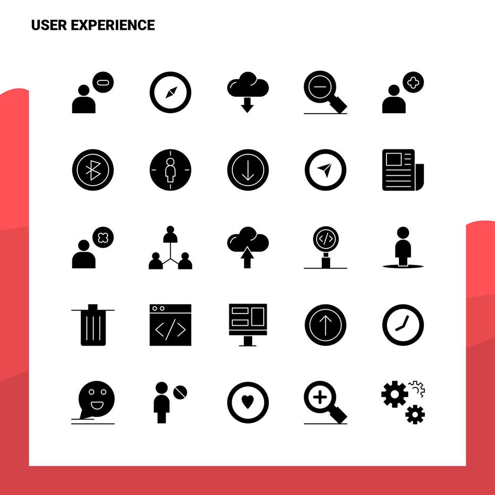 25 användare erfarenhet ikon uppsättning fast glyf ikon vektor illustration mall för webb och mobil idéer för företag företag