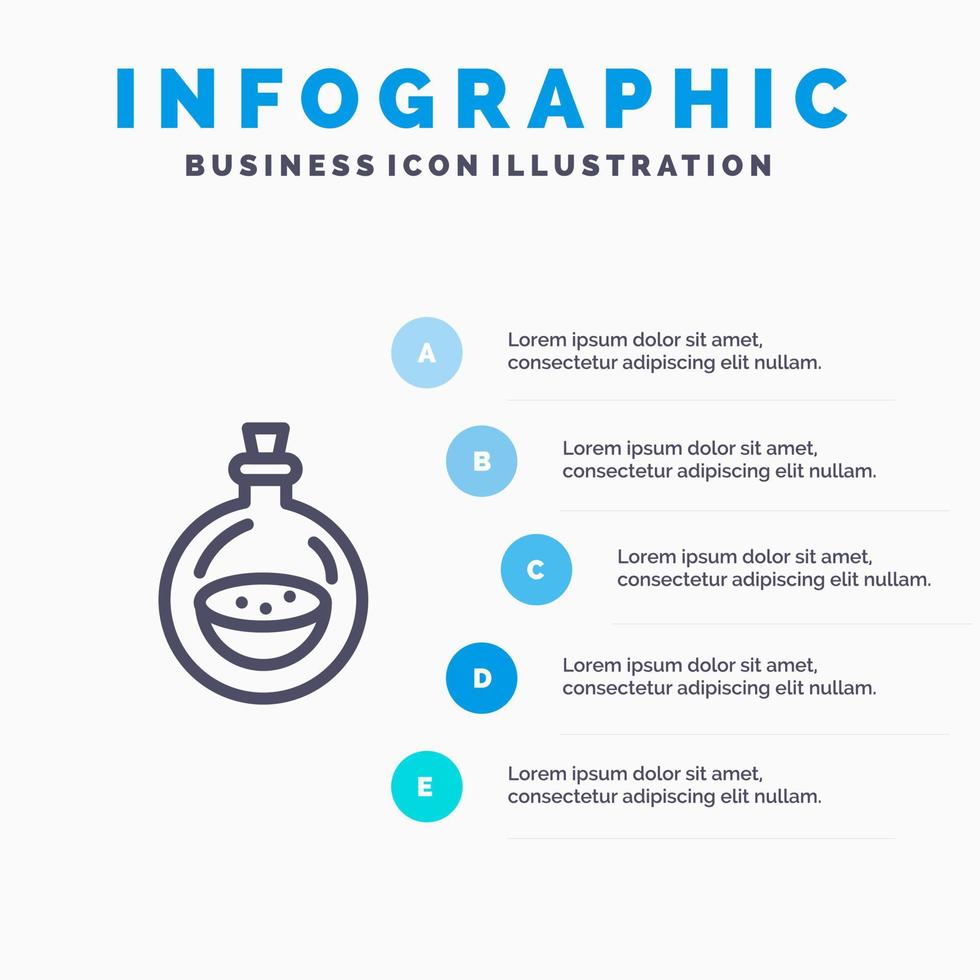 parfym flaska toalett spray blå infographics mall 5 steg vektor linje ikon mall