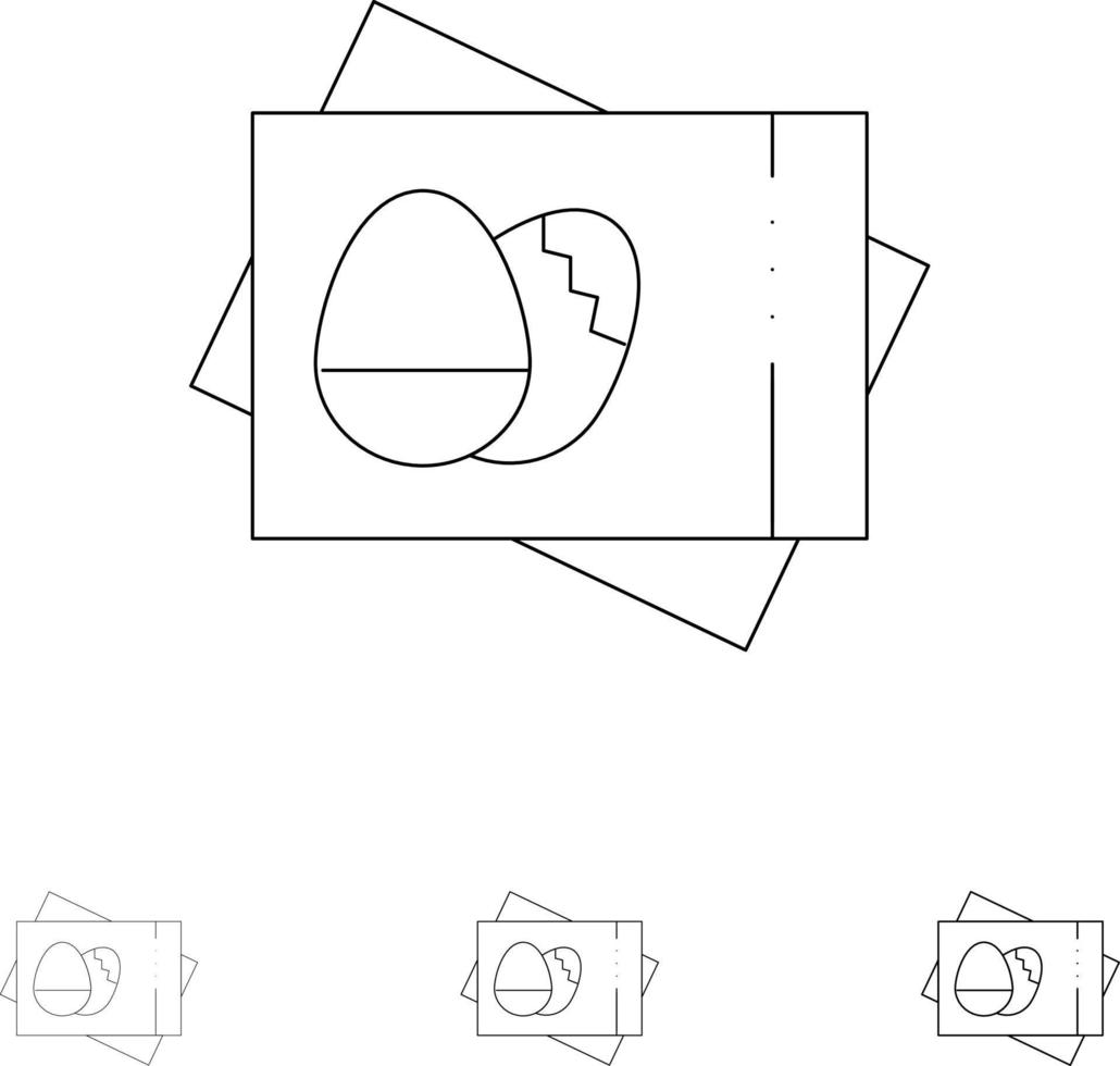 Pass-Board-Ei-Osterkarten-Icon-Set mit fetten und dünnen schwarzen Linien vektor