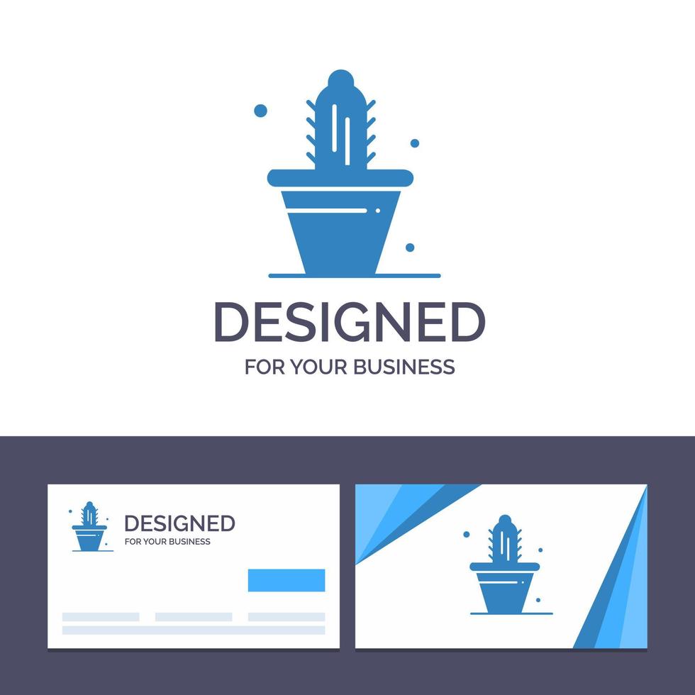 kreativ företag kort och logotyp mall kaktus natur pott vår vektor illustration