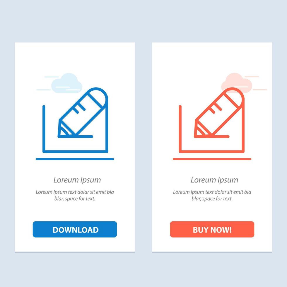 bleistift schreiben text schule blau und rot jetzt herunterladen und kaufen web-widget-kartenvorlage vektor