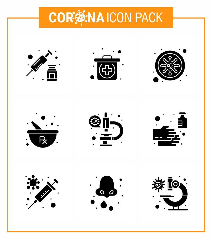 coronavirus 2019-nCoV covid19 förebyggande ikon uppsättning mikroskop coronavirus coronavirus framställning ört- viral coronavirus 2019 nov sjukdom vektor design element