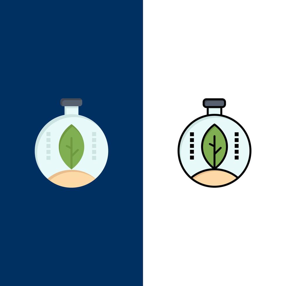 grüne Innovation Energie macht Symbole flach und Linie gefüllt Icon Set Vektor blauen Hintergrund