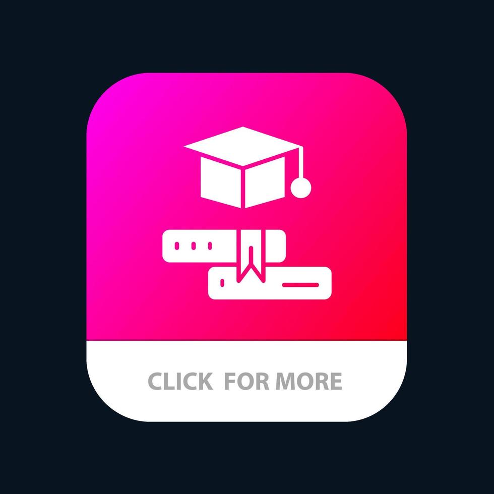 böcker keps utbildning gradering mobil app knapp android och ios glyf version vektor