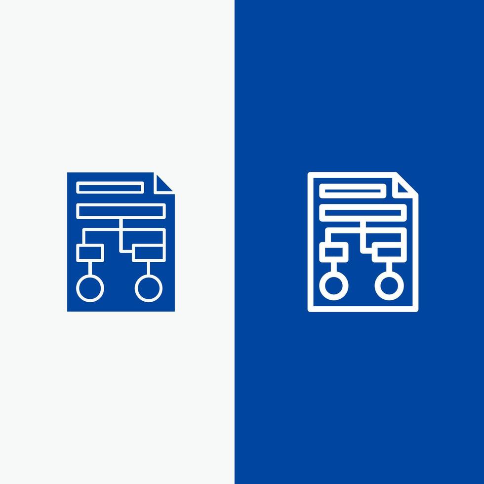 Millimeterpapier Prozess Wireframe Dokumentlinie und Glyphe solides Symbol blaues Banner Linie und Glyphe solides Symbol blaues Banner vektor