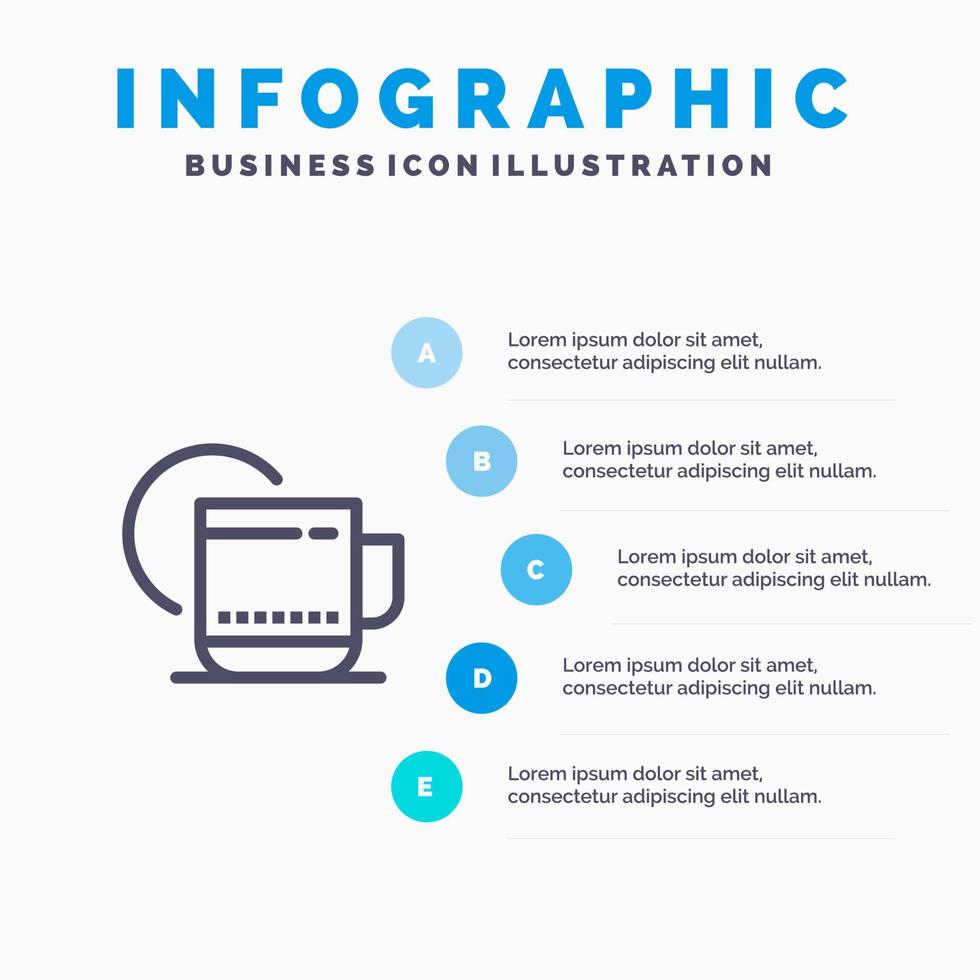 Tee heißer Hotelservice blau Infografiken Vorlage 5 Schritte Vektorlinie Symbol Vorlage vektor