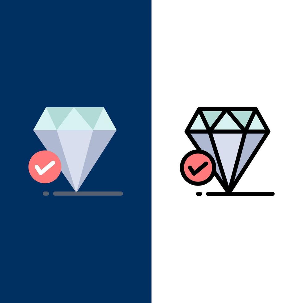 Diamant Juwel groß denken Kreide Symbole flach und Linie gefüllt Symbolsatz Vektor blauen Hintergrund