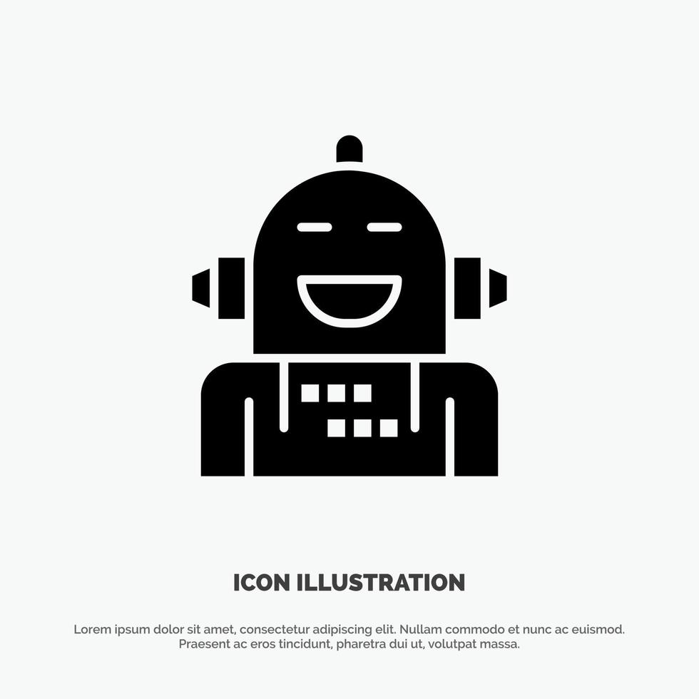 Android künstliche Emotion emotionales Gefühl solider Glyphen-Symbolvektor vektor