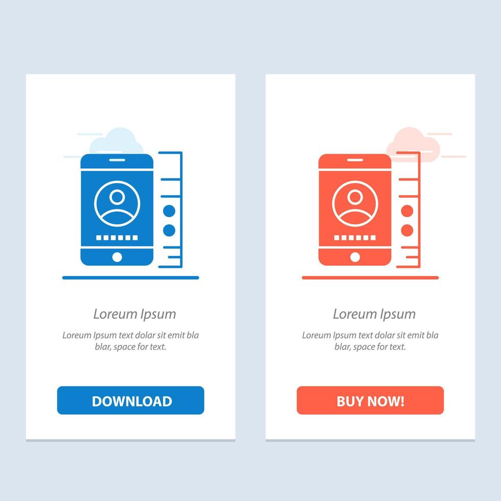 mobil cell service telefon blå och röd ladda ner och köpa nu webb widget kort mall vektor