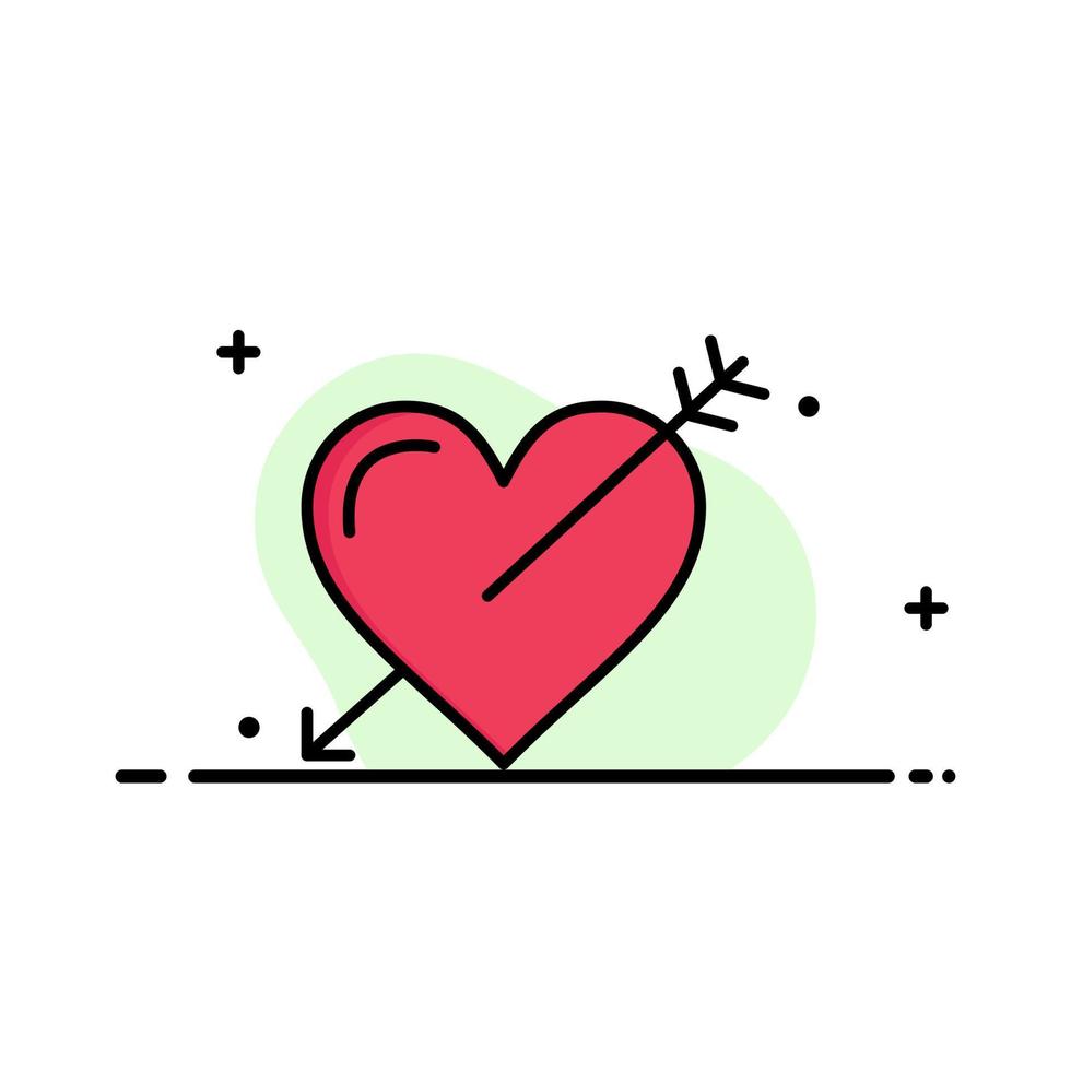 hjärta pil högtider kärlek valentine företag platt linje fylld ikon vektor baner mall