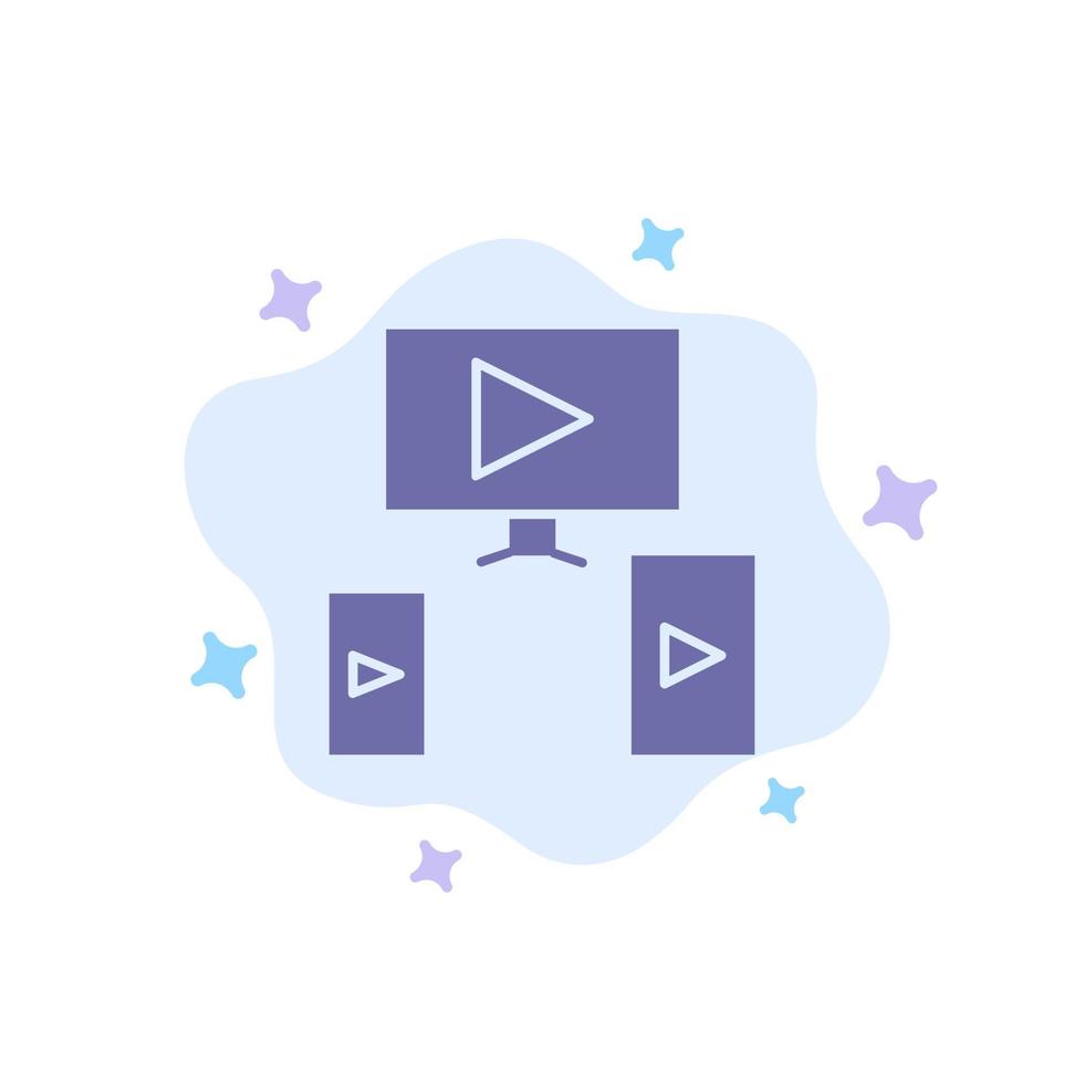 blaues Symbol für Computervideodesign auf abstraktem Wolkenhintergrund vektor