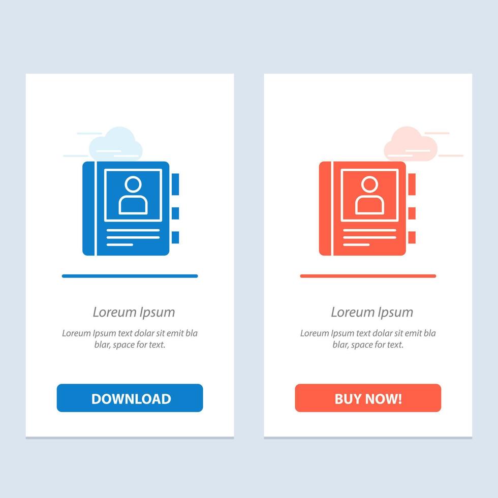 telefon bok dagbok info blå och röd ladda ner och köpa nu webb widget kort mall vektor