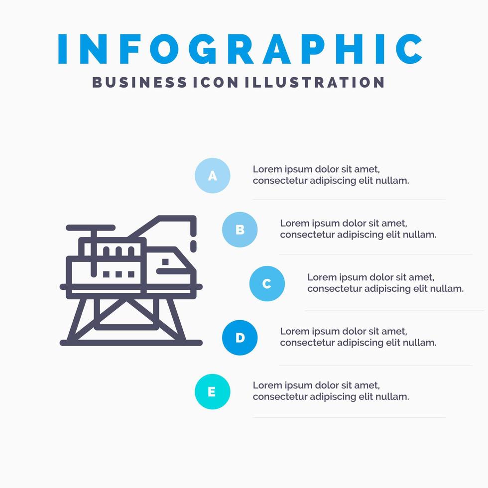 Konstruktionslabor Plattform Liniensymbol mit 5 Schritten Präsentation Infografiken Hintergrund vektor