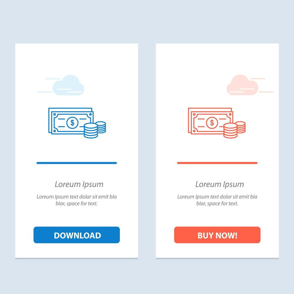 dollar mynt finansiera pengar företag blå och röd ladda ner och köpa nu webb widget kort mall vektor