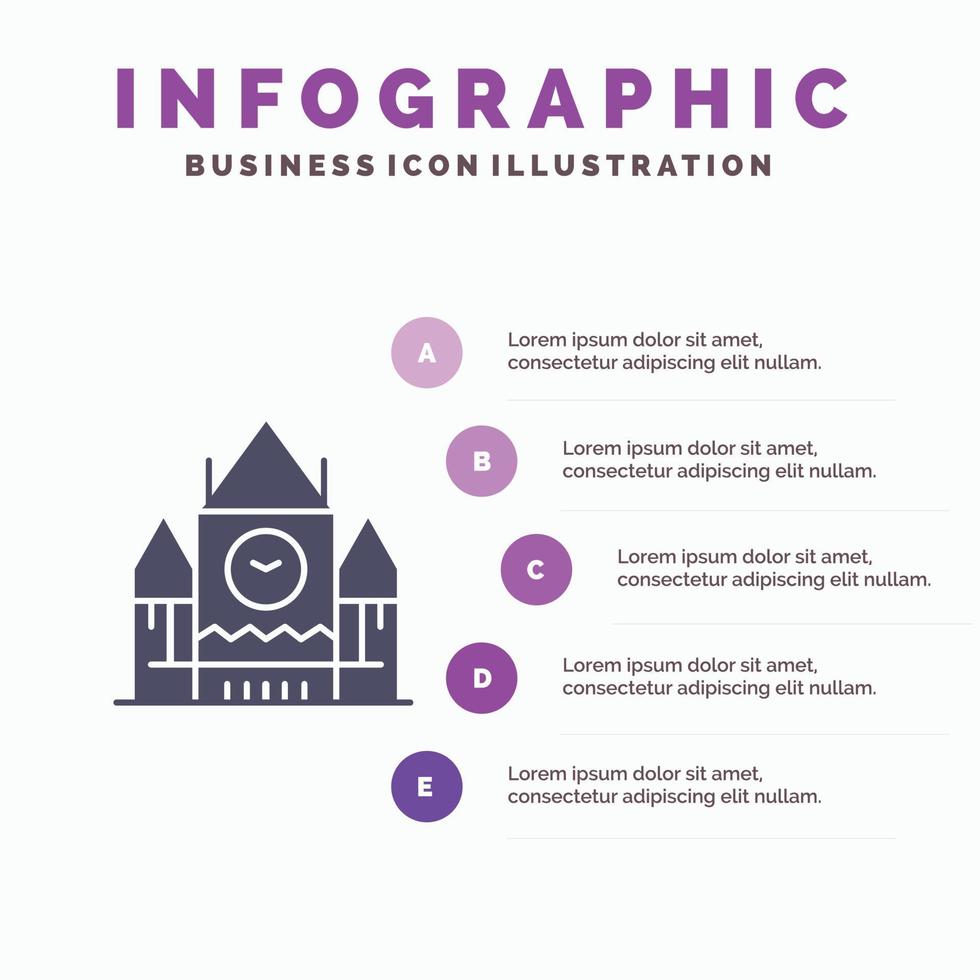 kanada Centrum blockera regering landmärke fast ikon infographics 5 steg presentation bakgrund vektor