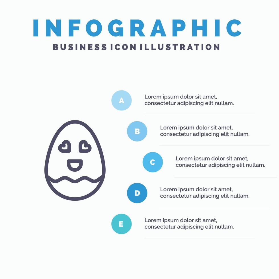 ägg Lycklig påsk linje ikon med 5 steg presentation infographics bakgrund vektor