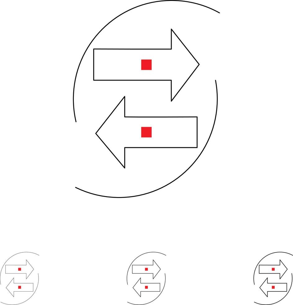 Chang-Diagramm Datenaustausch Geld Papier Fett und dünne schwarze Linie Symbolsatz vektor