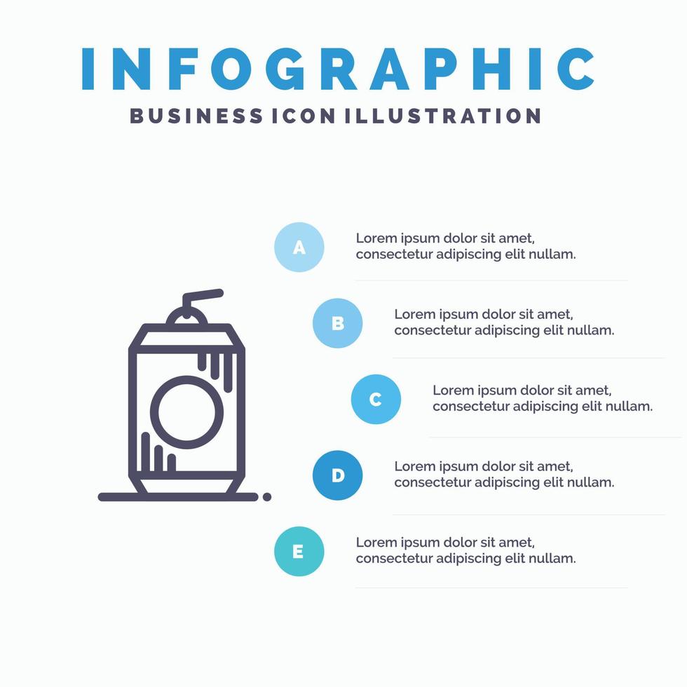 Flasche Cola trinken Usa Liniensymbol mit 5 Schritten Präsentation Infografiken Hintergrund vektor