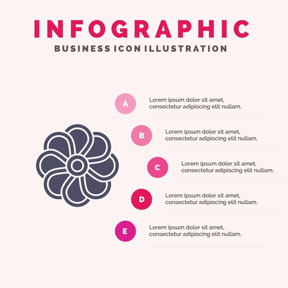 blomma natur växt vår fast ikon infographics 5 steg presentation bakgrund vektor