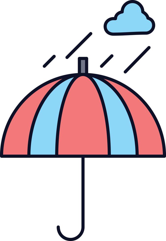 Regenschirm Camping Regen Sicherheit Wetter flache Farbe Symbol Vektor