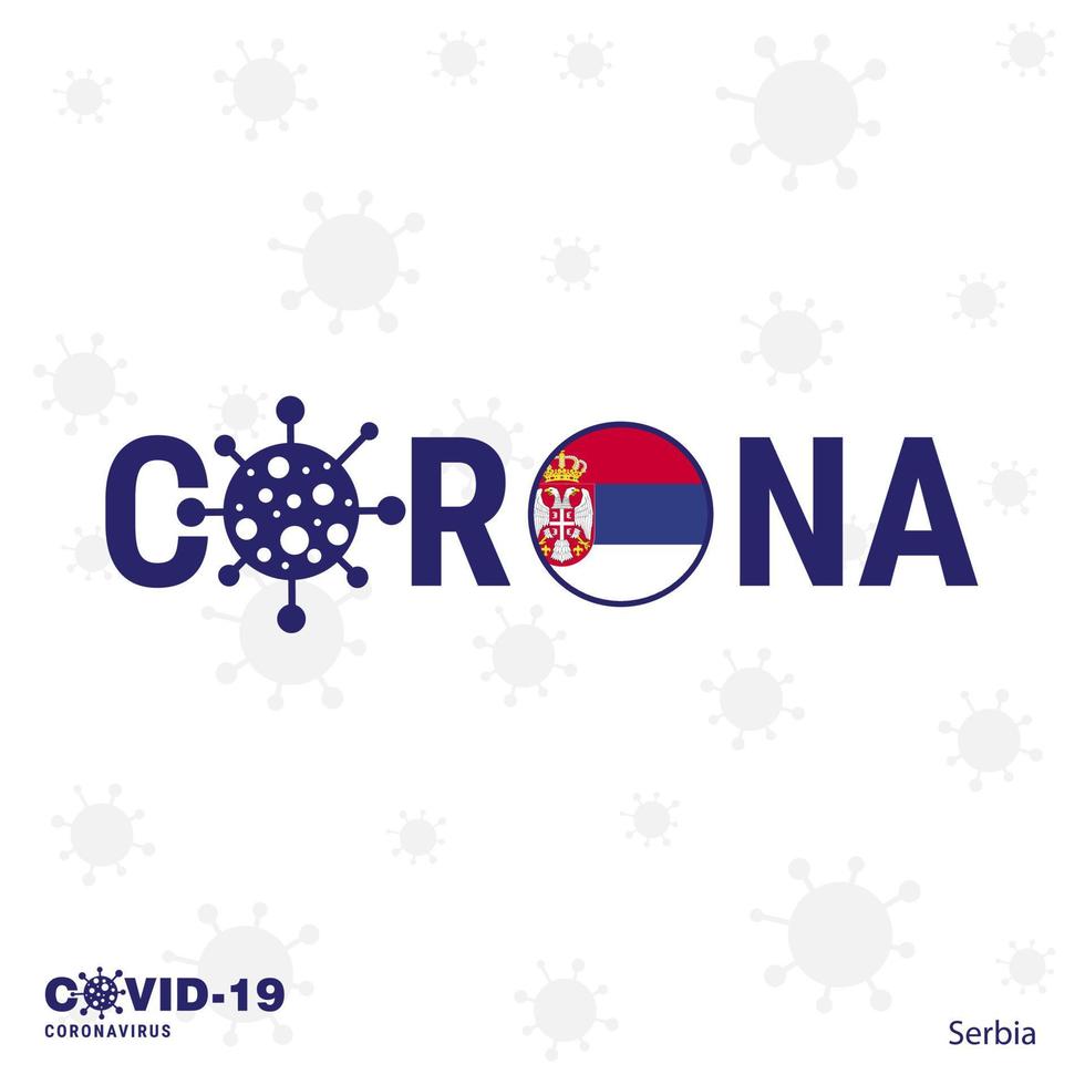 serbia coronavirus typografi covid19 Land baner stanna kvar Hem stanna kvar friska ta vård av din egen hälsa vektor