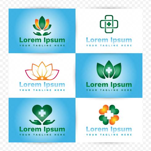 Medicin och sjukvård Logo Design Elements vektor