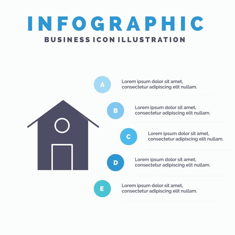 Hem hus byggnad fast ikon infographics 5 steg presentation bakgrund vektor