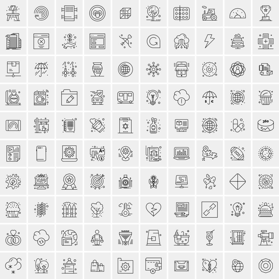 uppsättning av 100 kreativ företag linje ikoner vektor