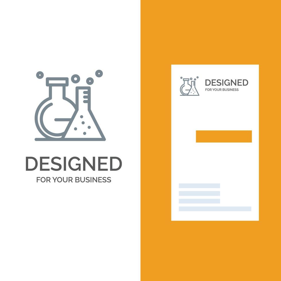 Kolben Laborröhrchen Test graues Logo-Design und Visitenkartenvorlage vektor