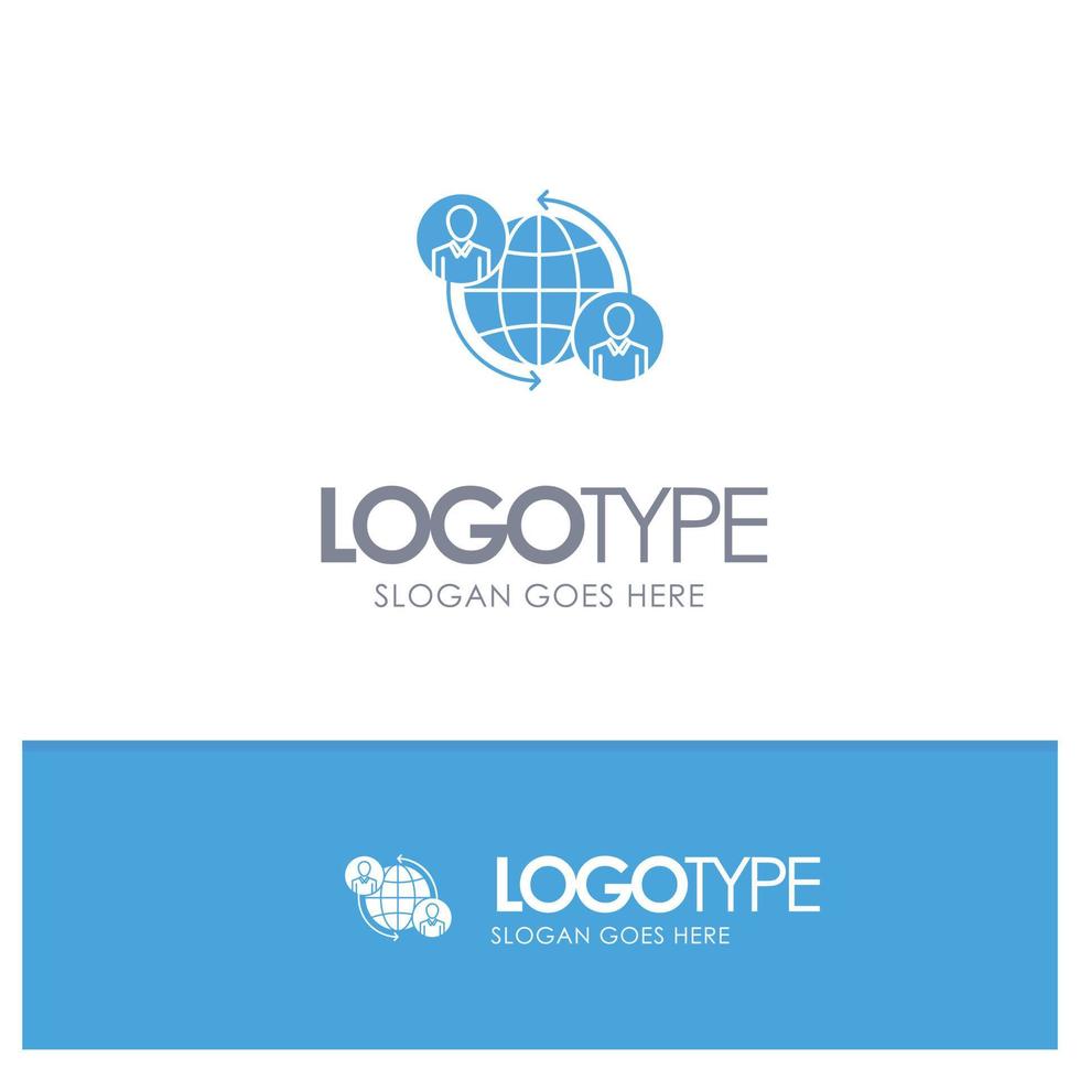 Verbundene Verbindungen Benutzer Internet globales blaues solides Logo mit Platz für Slogan vektor